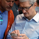 Apple Chief Design Officer Jonathan Ive, left, and CEO Tim Cook, right, at an iPhone X launch event at the company’s campus in Cupertino, California.